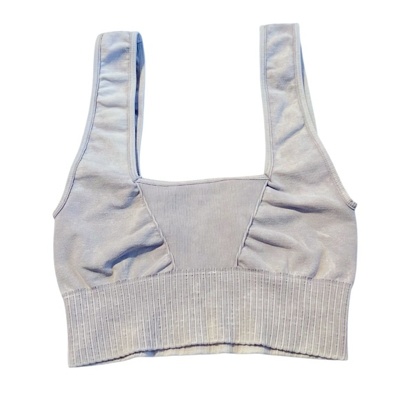 Free People Good Karma Square Neck Bra Top Gray NWOT - Picture 5 of 6
